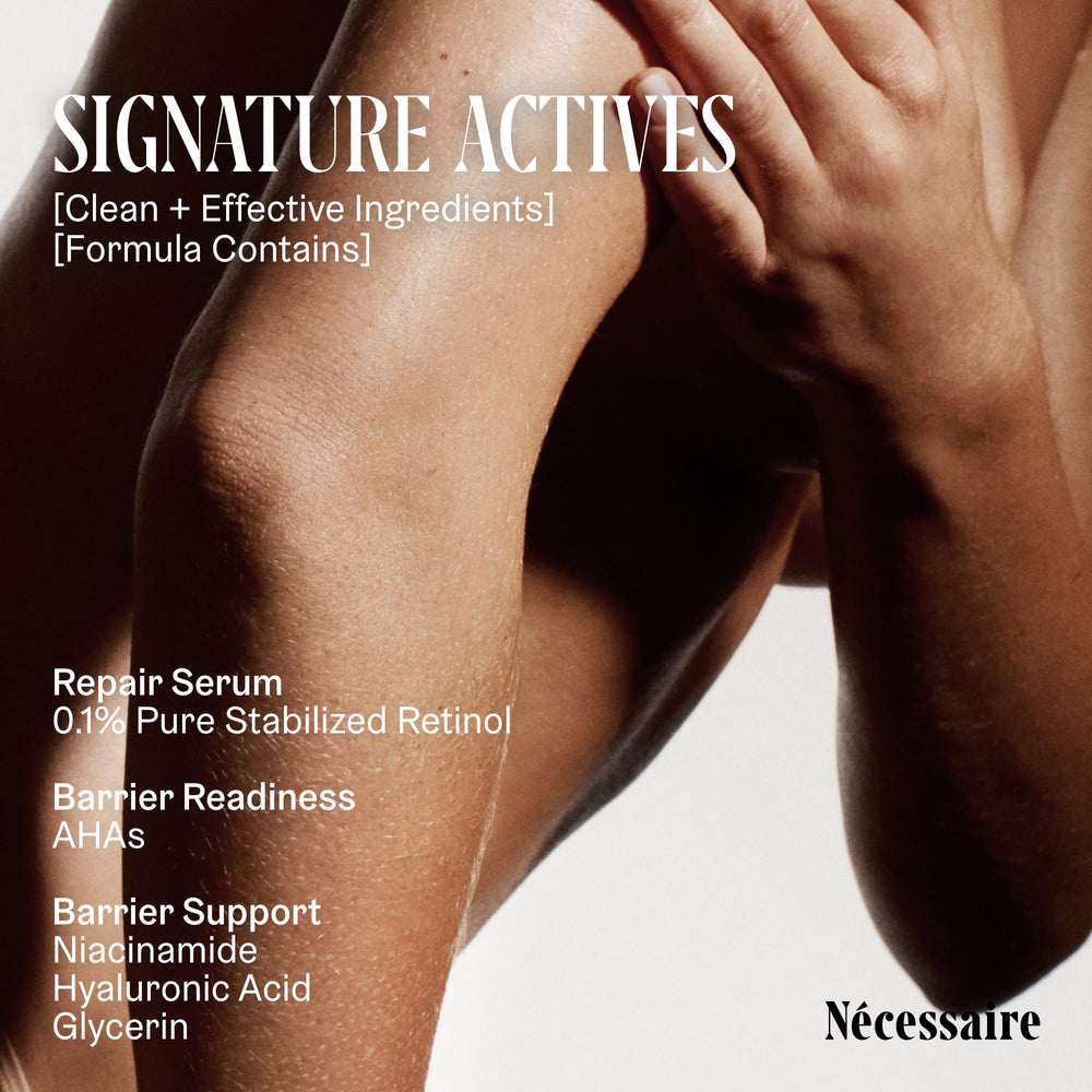 Nécessaire pump dispense detail highlighting easy, controlled application