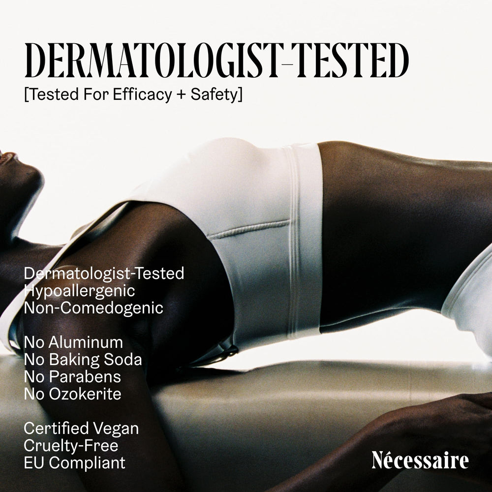 Nécessaire application on underarm demonstrating smooth, nonsticky finish