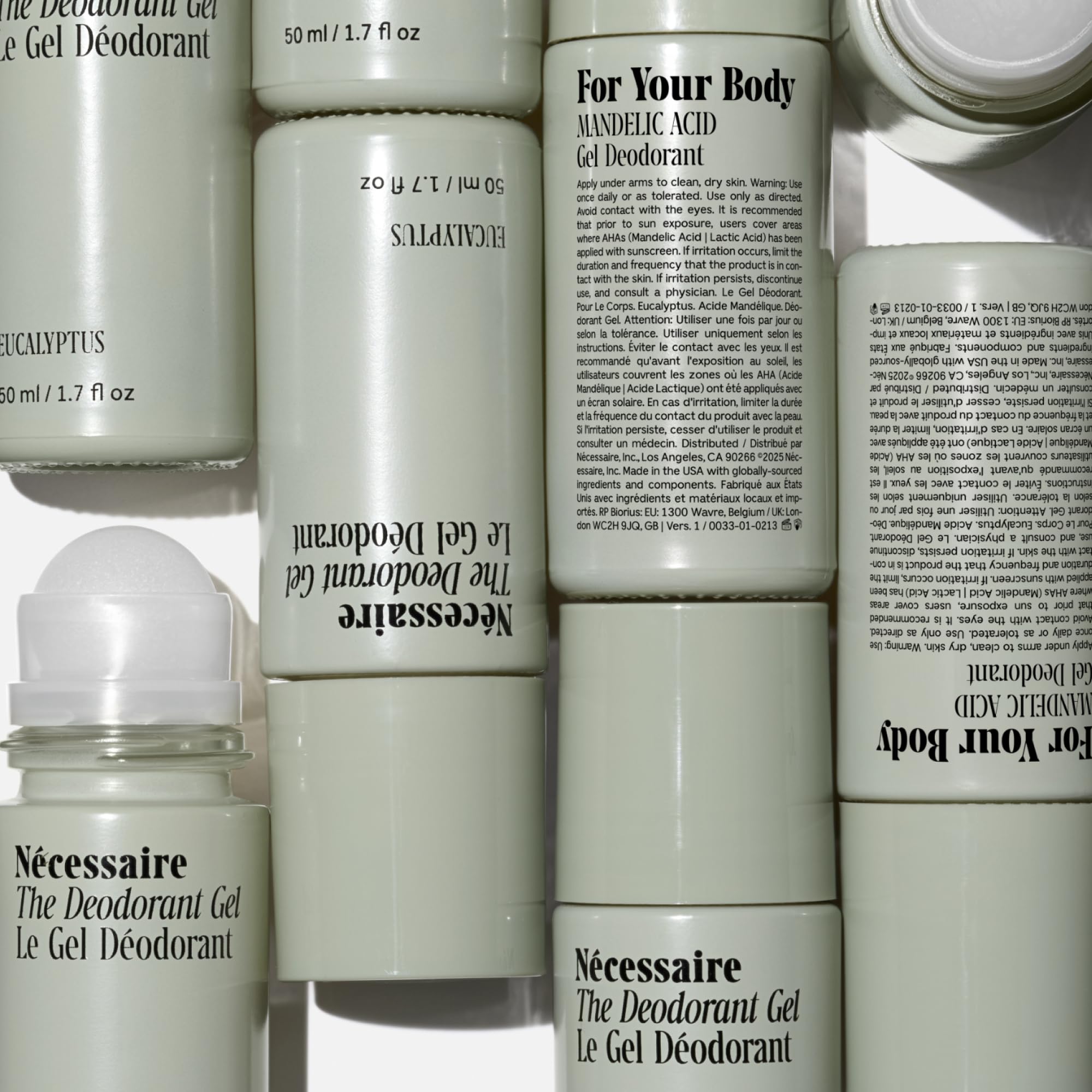 Nécessaire application shot on underarm illustrating smooth, non-sticky finish