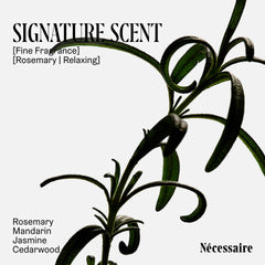 Nécessaire rosemary botanical close‑up, highlights natural active and scalp benefit