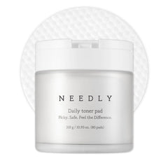 NEEDLY front packaging showing 80 exfoliating toner pads and product benefits