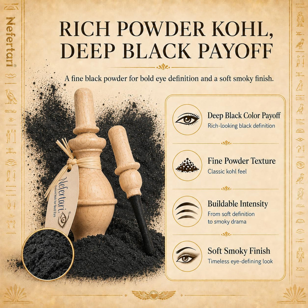 Nefertari open pot showing finely milled powder texture for smooth application