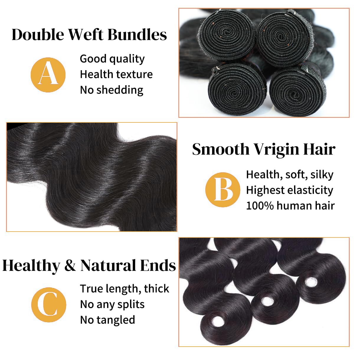 NEIHKY body wave texture swatch highlighting soft waves and manageable shine