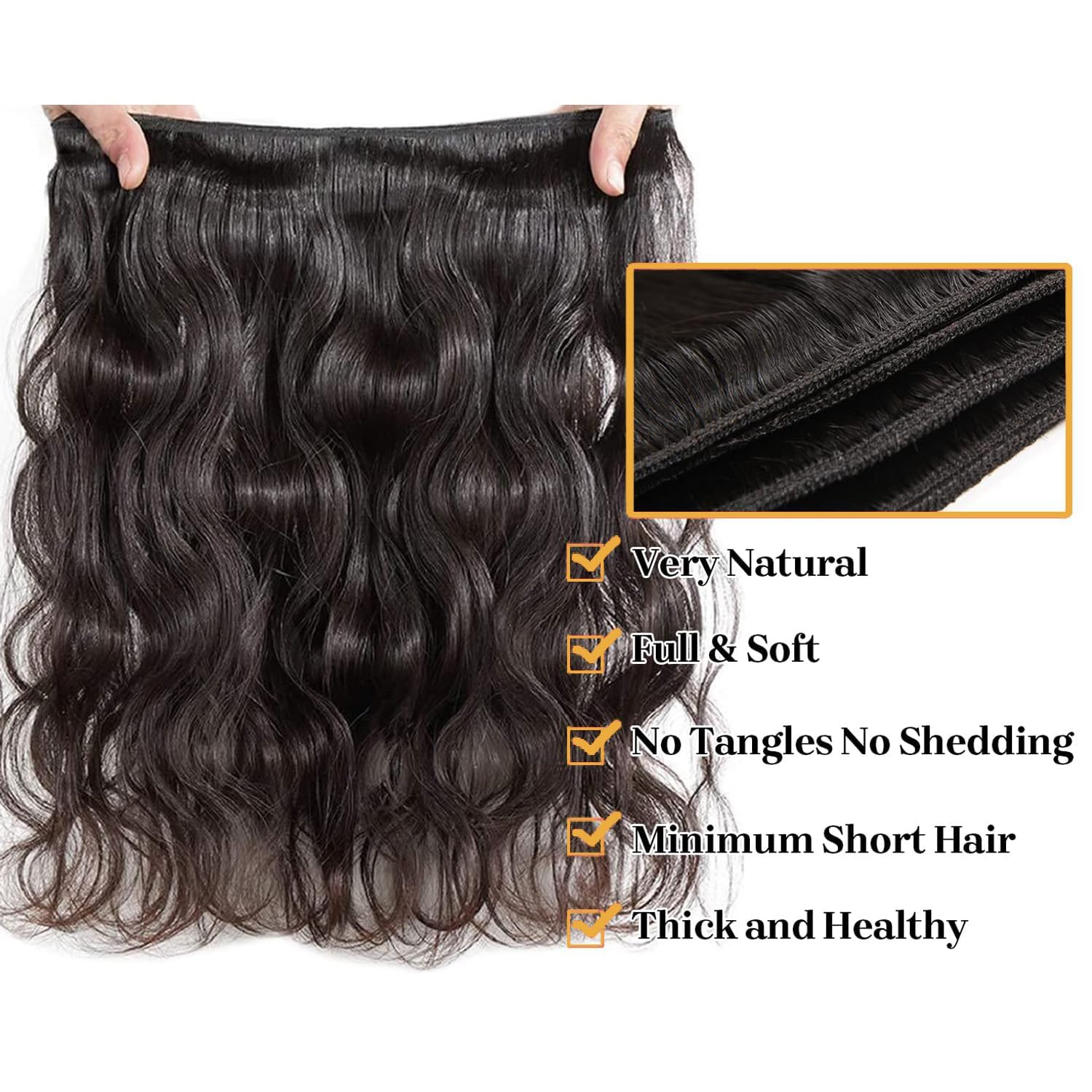 NEIHKY length comparison display showing 18-24 inch bundles for full coverage choices