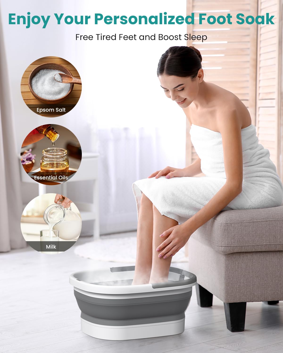 Nekteck folded tub stored under bed demonstrating slim profile and space saving