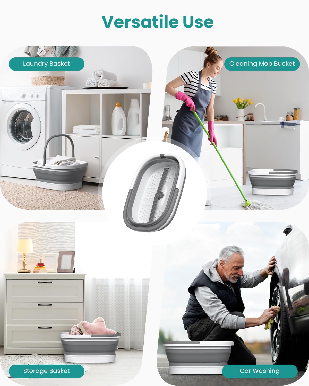 Nekteck tub used as mop bucket outdoors showing versatile multiuse convenience