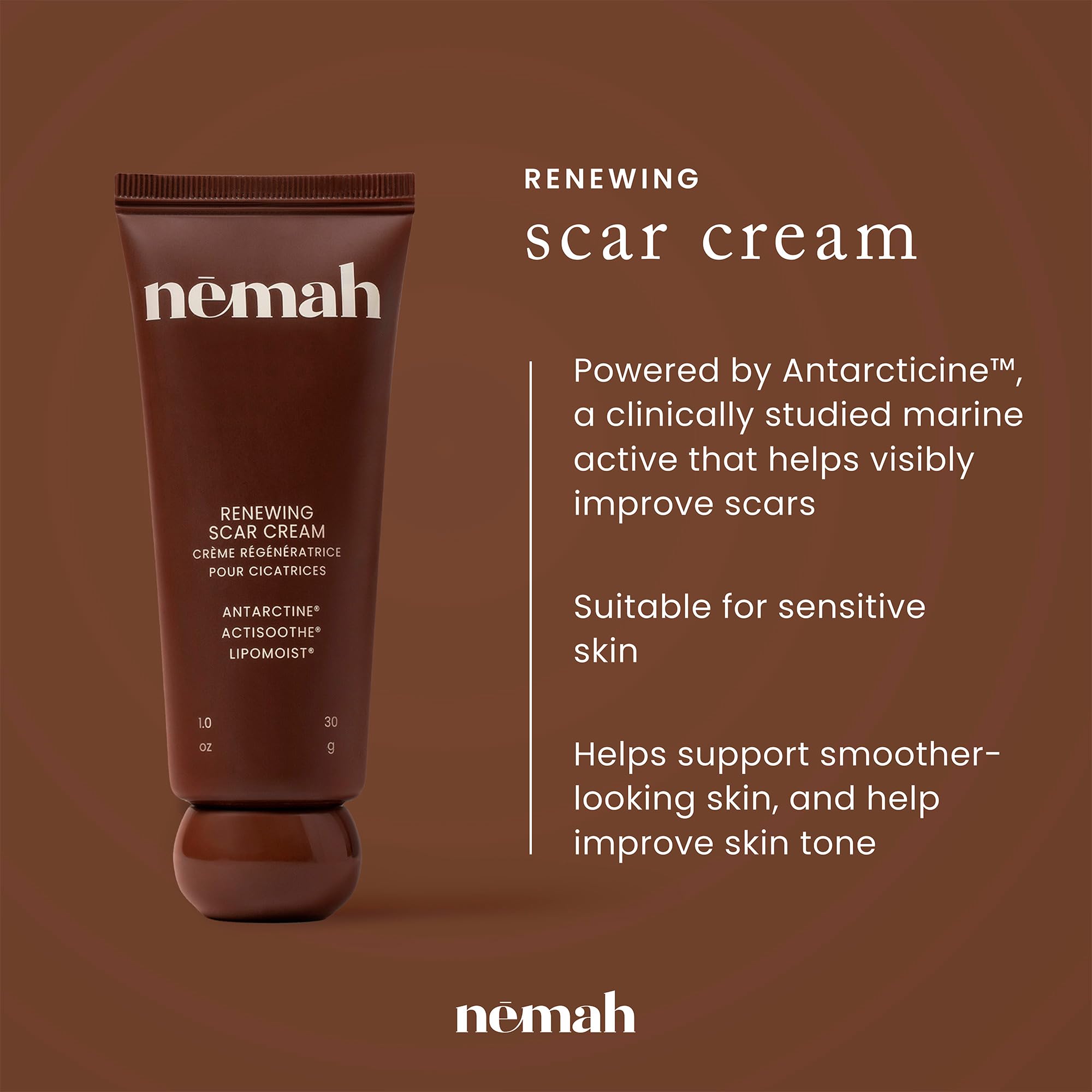 Nemah close-up label of 1 oz tube highlighting clean formulation