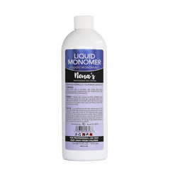 Nena's front bottle view showing professional 16 fl oz monomer and easy-pour benefit