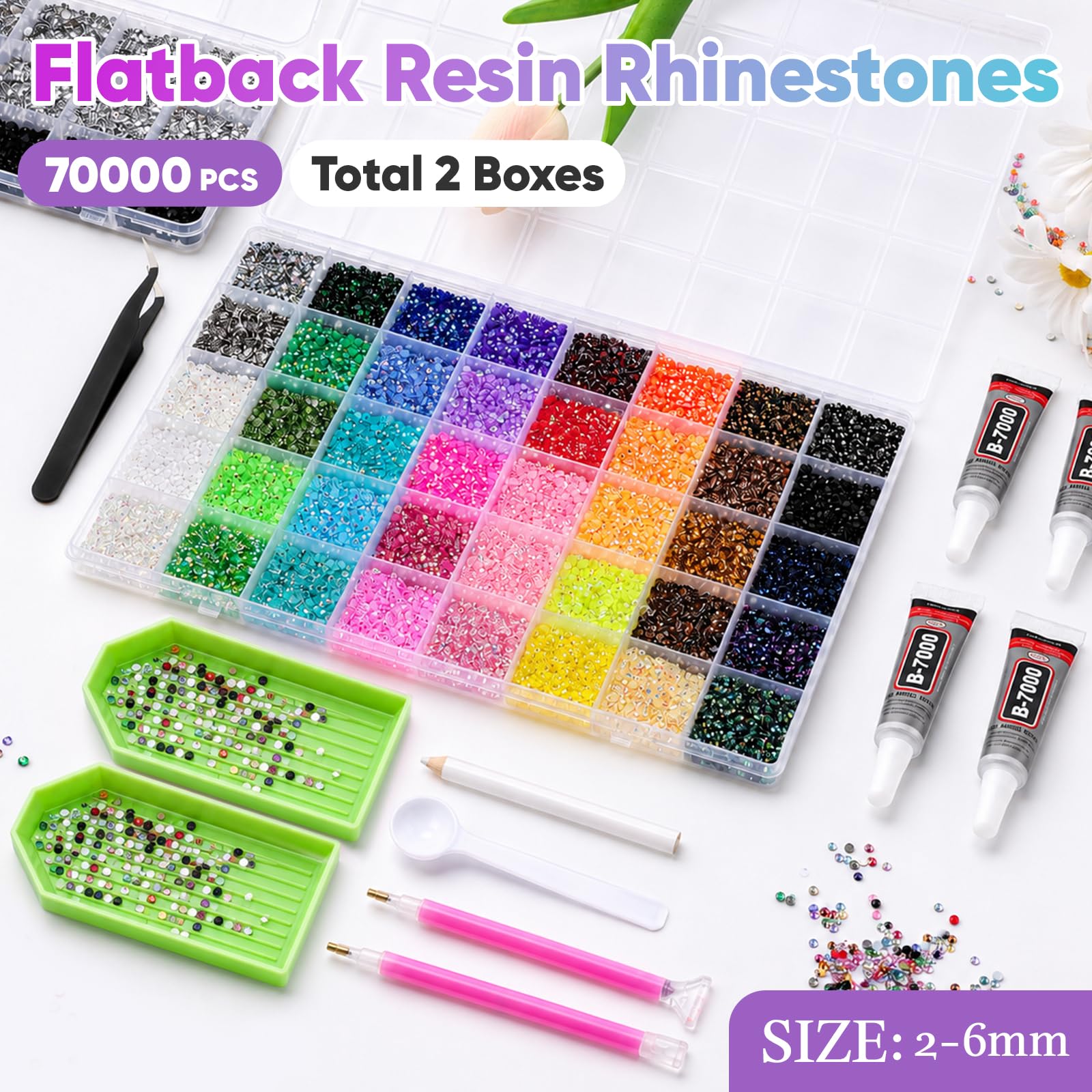 NEOACT colorful 3mm rhinestones close-up highlighting vibrant reflective finish