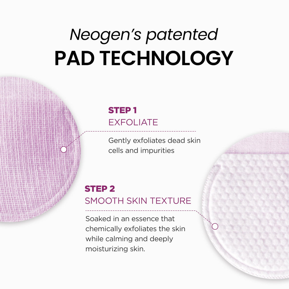 NEOGEN DERMALOGY pad in hand demonstrating one-step use and quick evening application