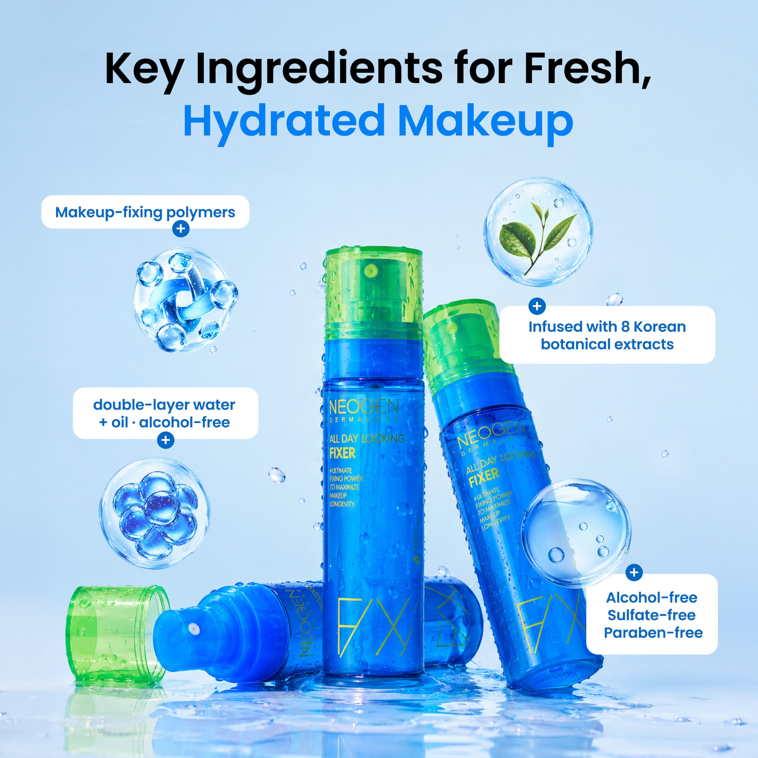 NEOGENLAB DERMALOGY spray in hand shows size and travel-friendly benefit