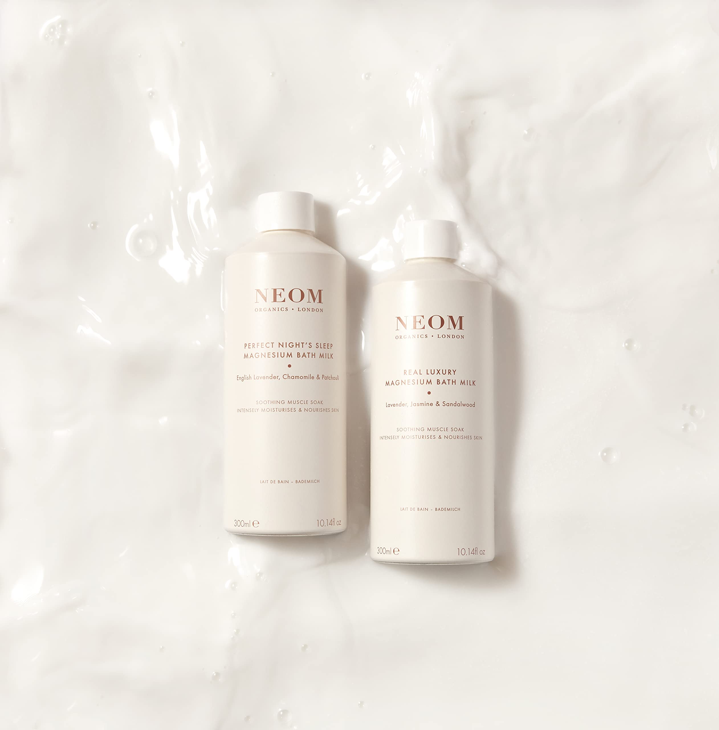 NEOM bath-side lifestyle scene creating a spa-like atmosphere for unwinding