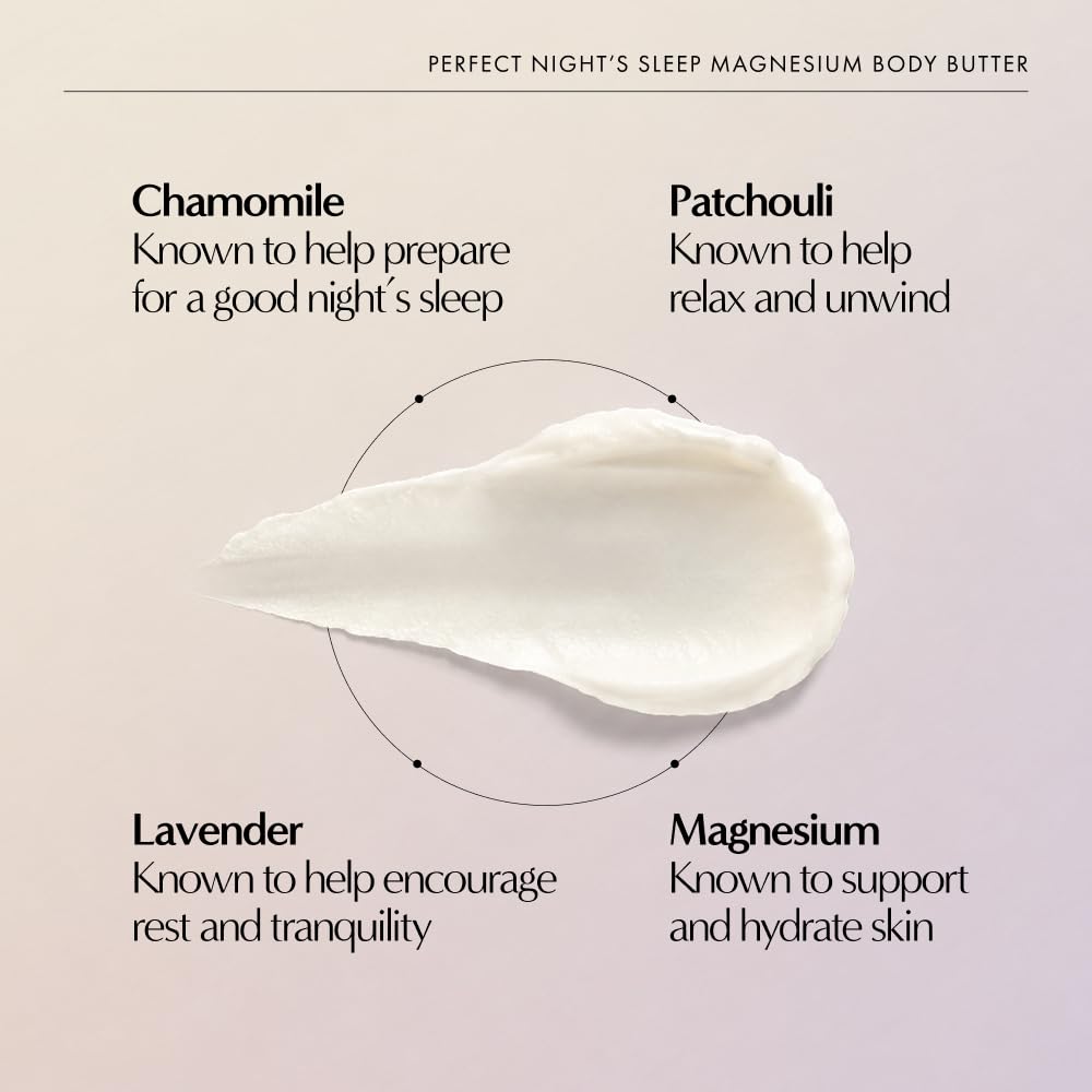 Neom body butter open tub texture highlighting whipped magnesium-rich moisturizing finish