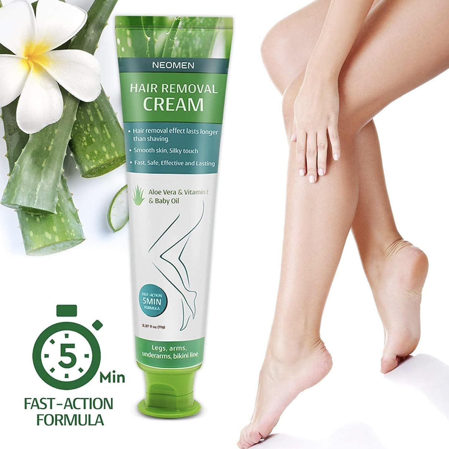 NEOMEN before and after legs showing smooth, hair-free result