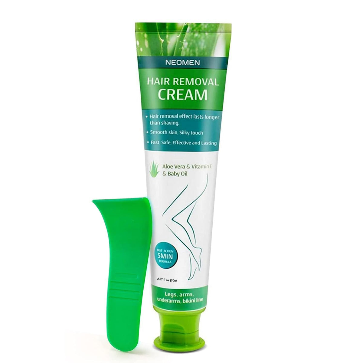 NEOMEN front packaging showing compact depilatory tube and benefits