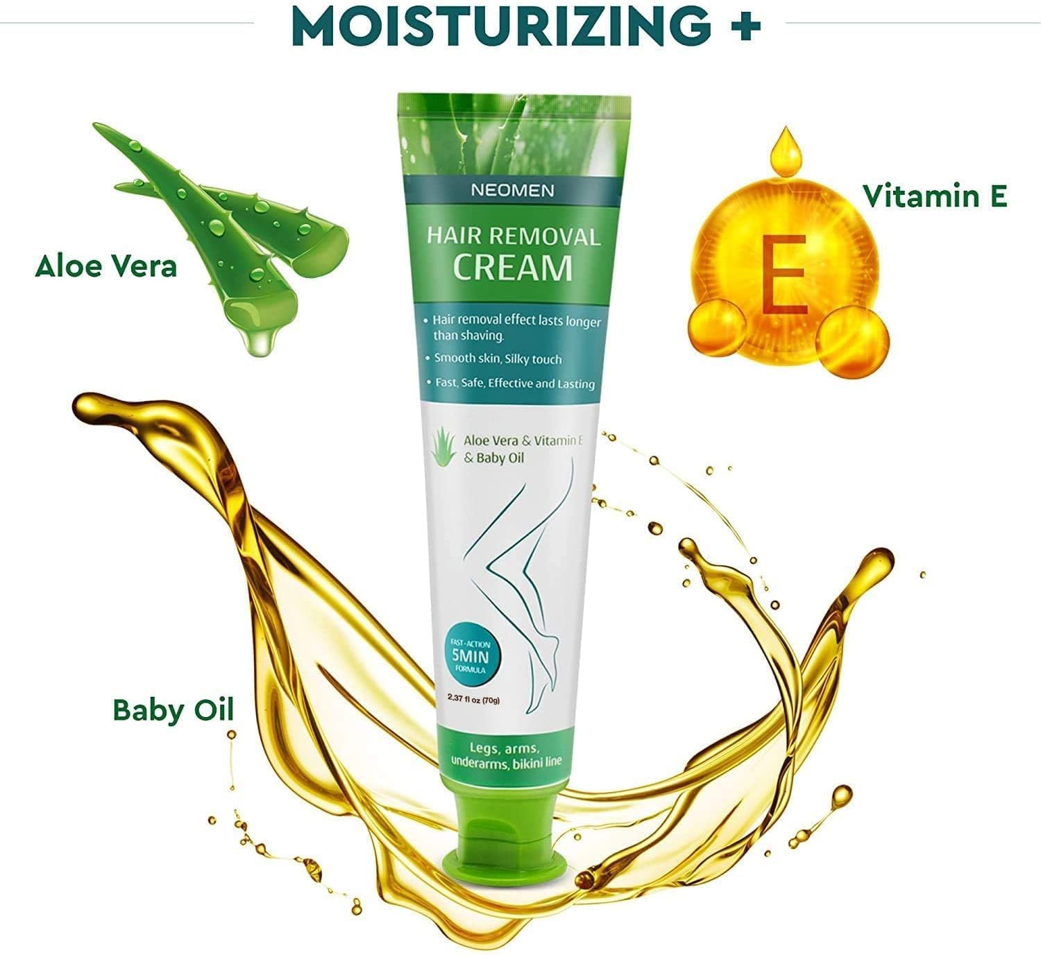 NEOMEN label close-up listing Aloe Vera and Vitamin E for hydration