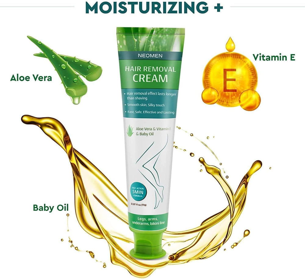 NEOMEN label close-up listing Aloe Vera and Vitamin E for hydration