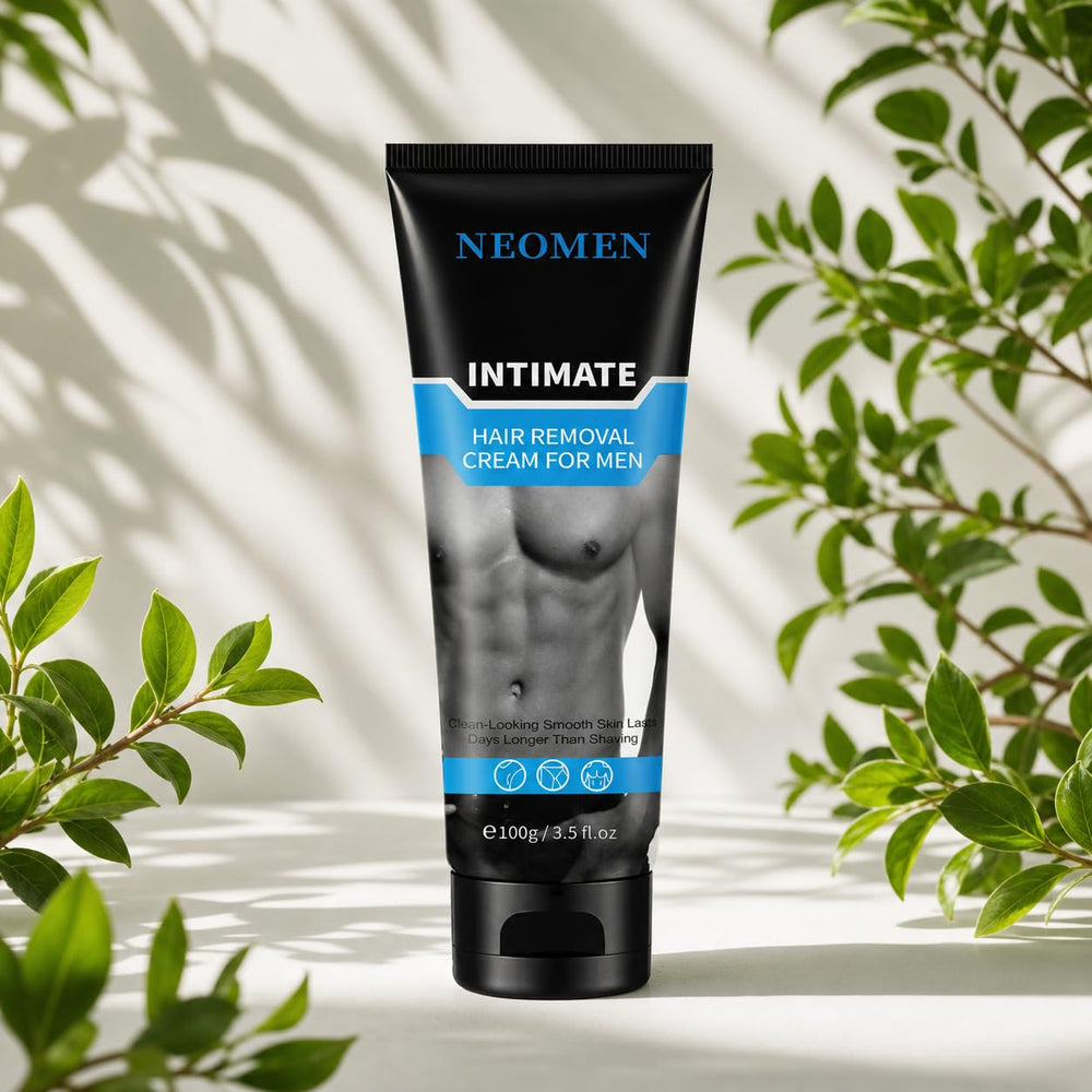 NEOMEN hand holding tube showing compact 3.5 oz size