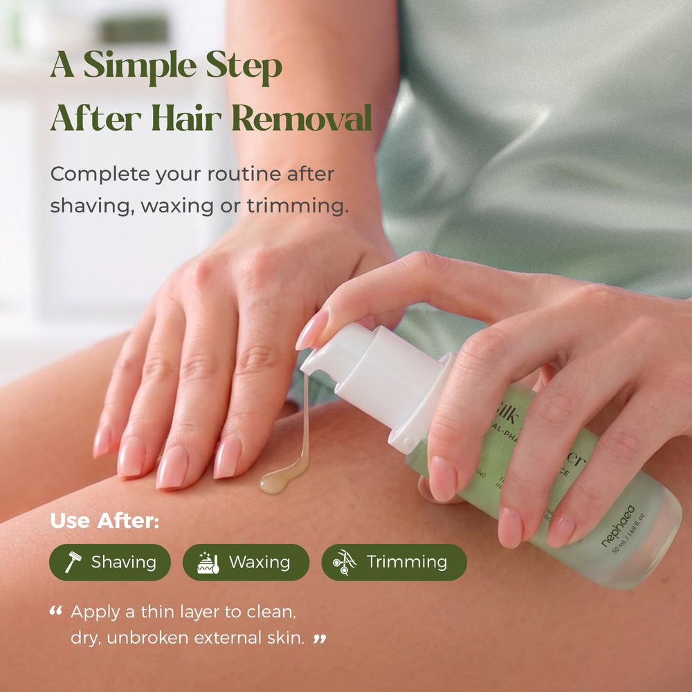 nephaea applied to bikini line illustrating targeted care and smoother appearance benefit