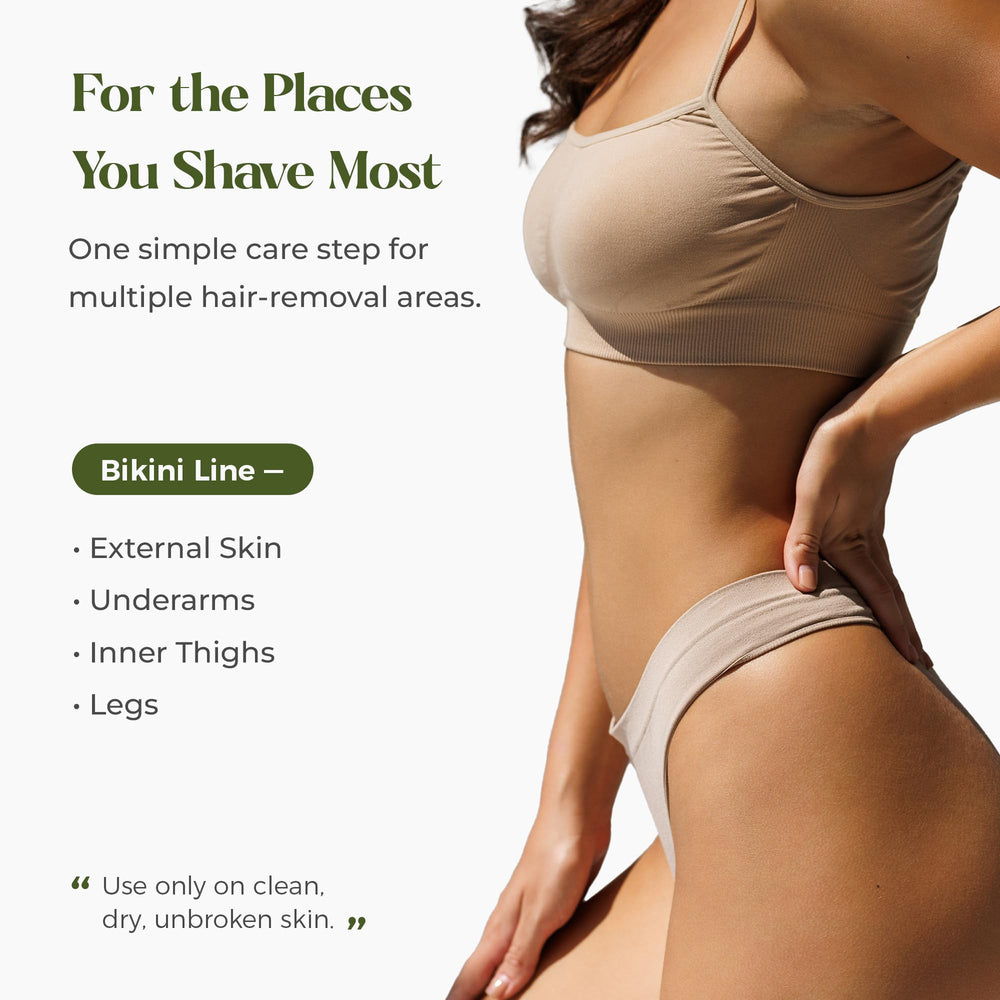 nephaea being applied to underarm demonstrating soothing post-shave comfort benefit