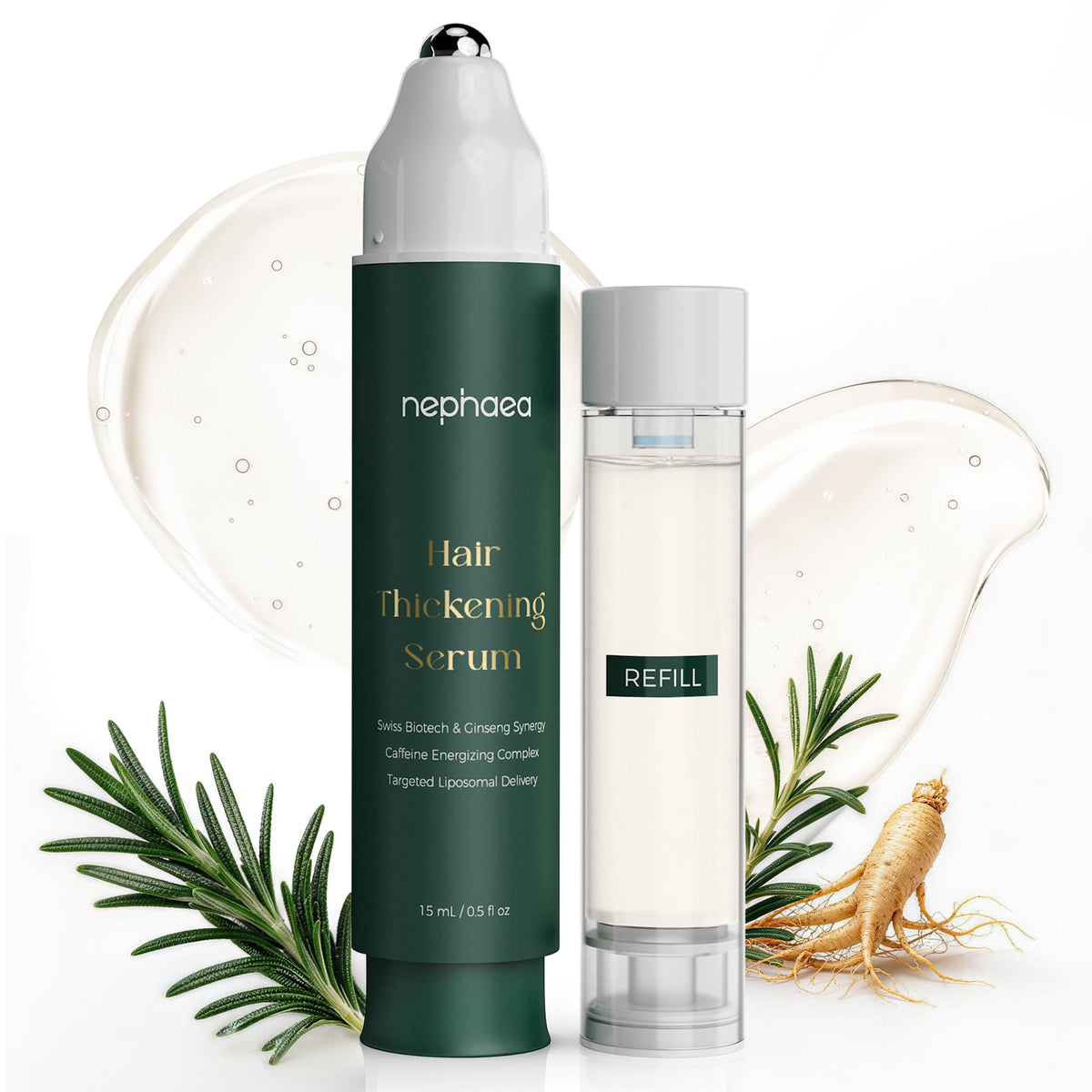nephaea front packaging showing bottle and refill for easy identification and convenience