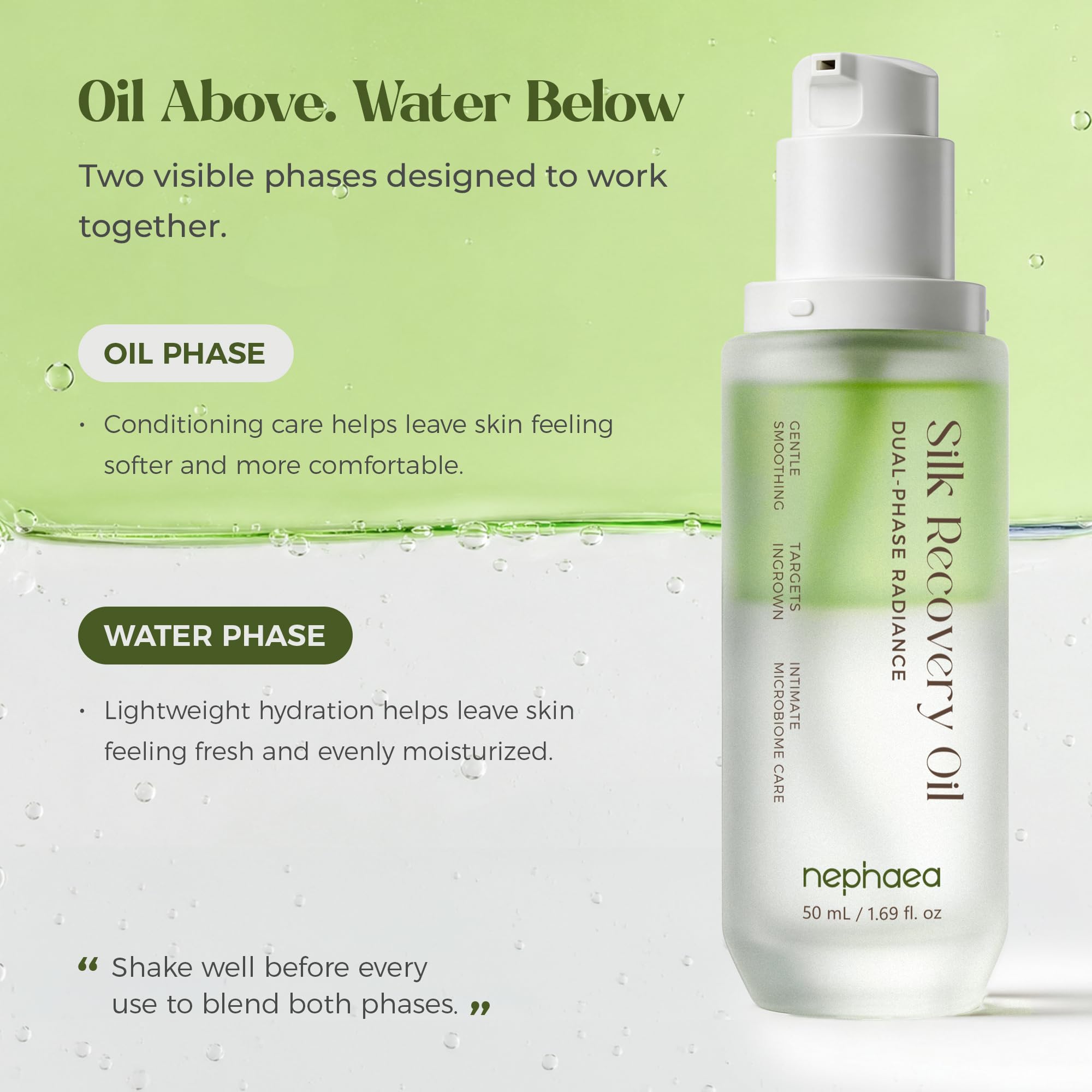 nephaea shaken bottle mid-mix showing blended solution for even application benefit