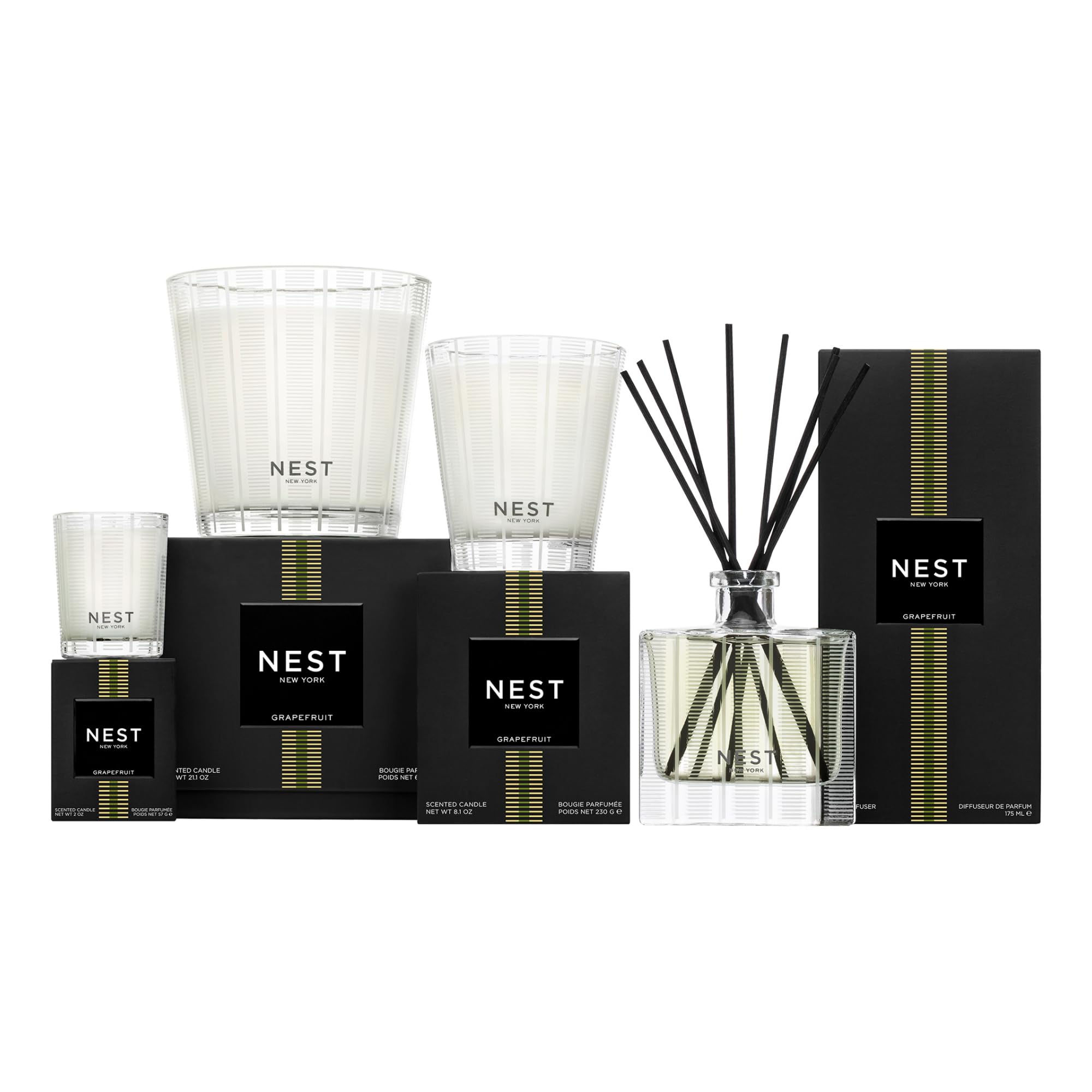 NEST New York bottle on vanity in bathroom conveying stylish scent uplift