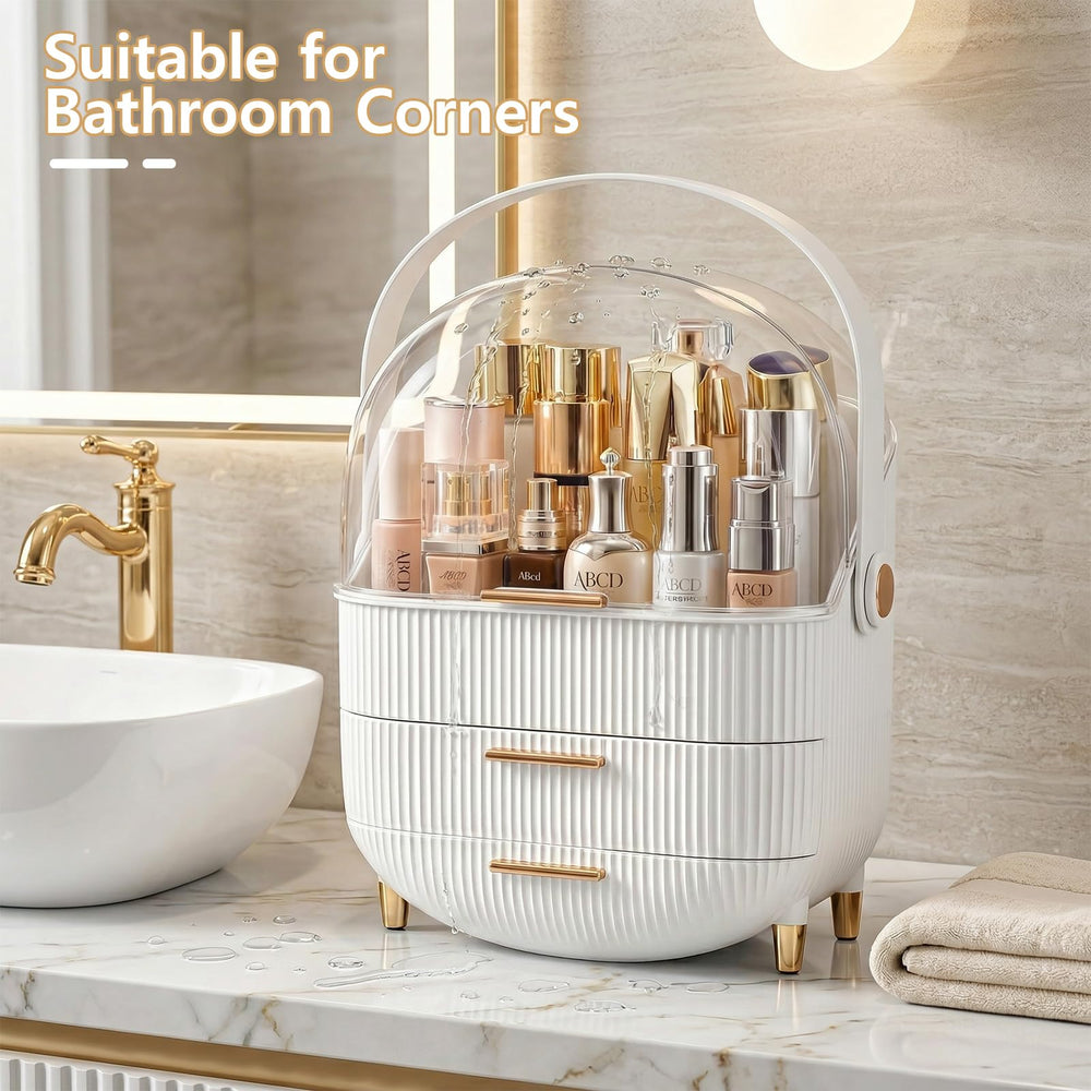 NestOrganix close-up of gold handle and acrylic lid highlighting durable detail
