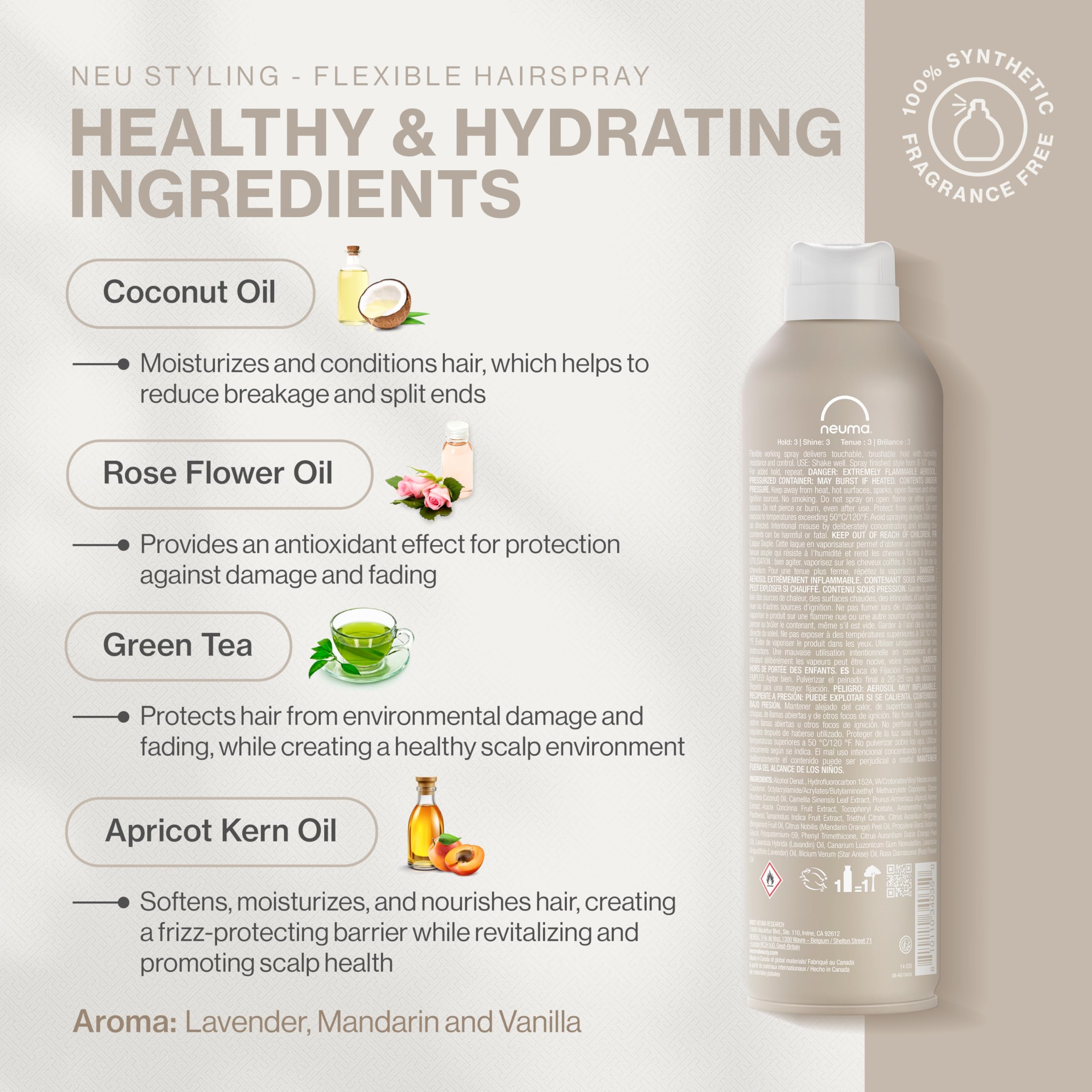 NEUMA fine mist texture in air demonstrating lightweight, non-sticky hold