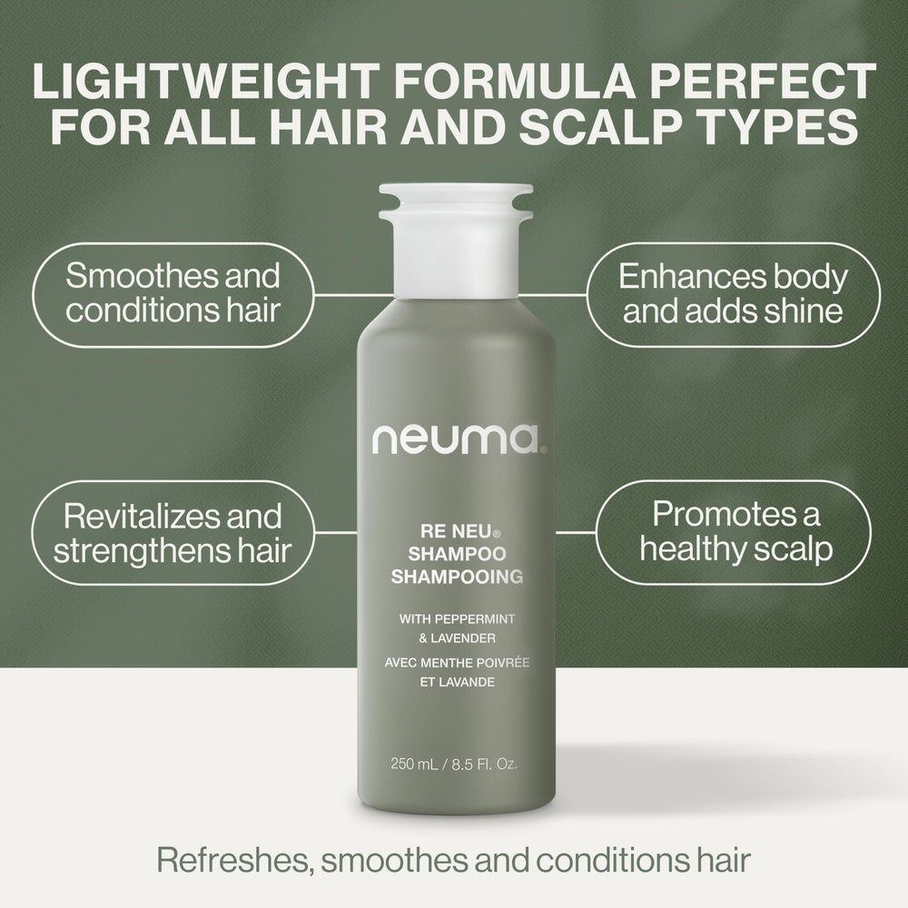 NEUMA before and after hair image showing improved shine and manageability after conditioning