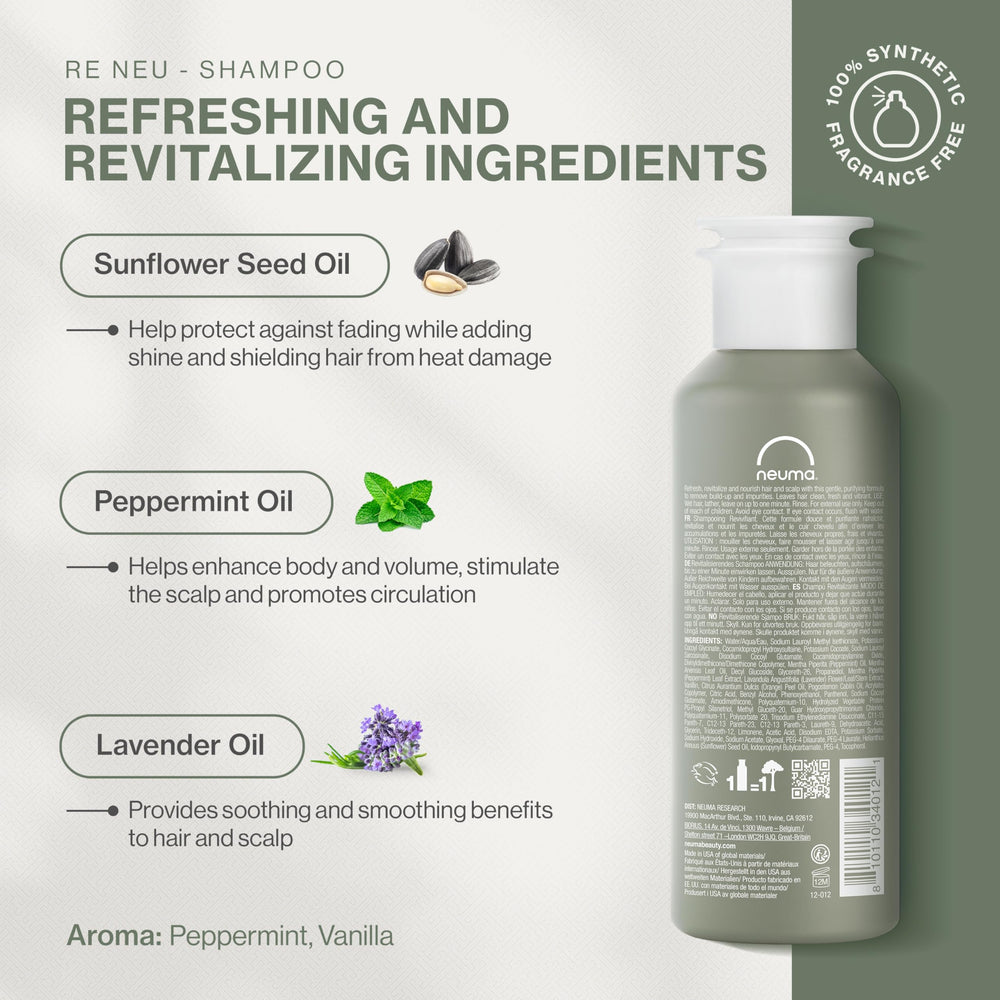 NEUMA shampoo lather texture demonstrating lightweight foam and easy rinsing