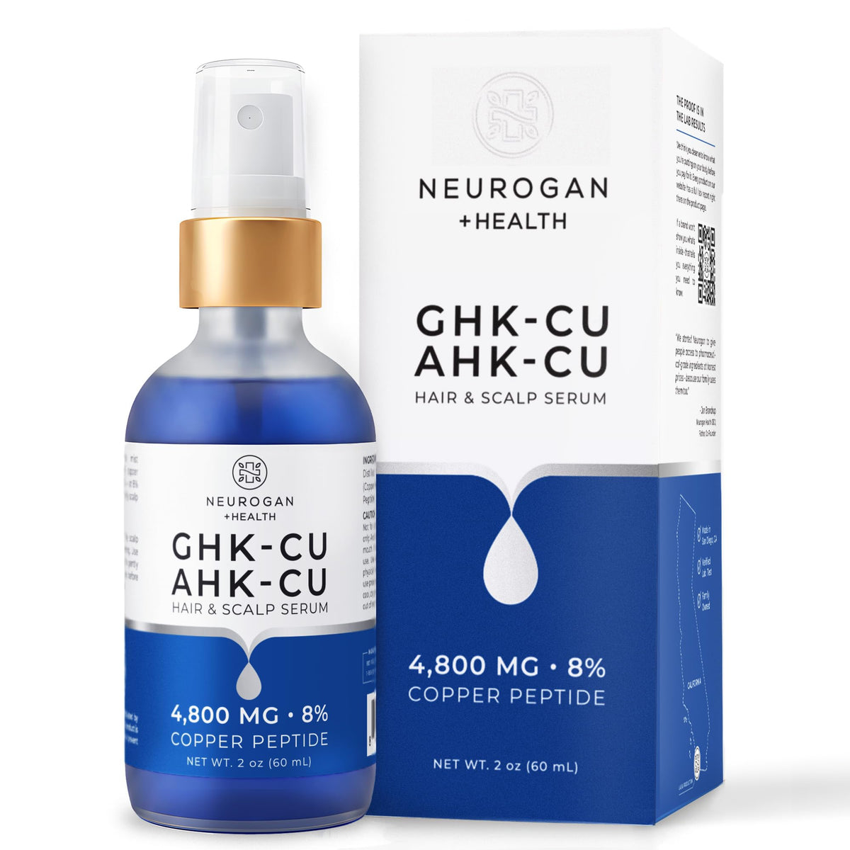 Neurogan front packaging showing dual copper peptides and benefits