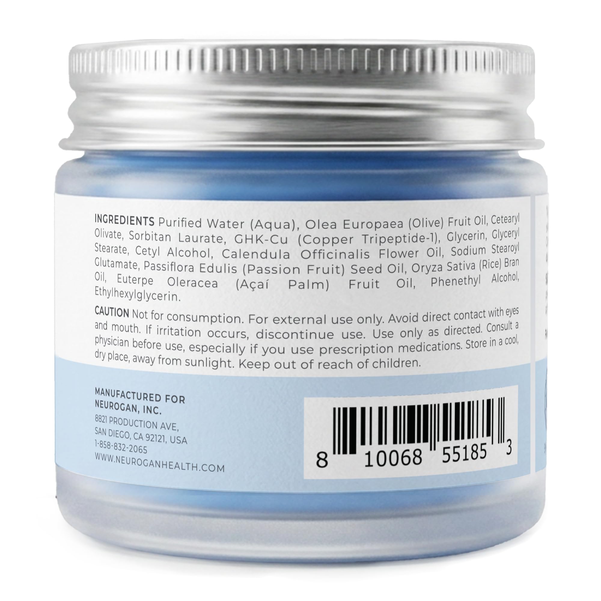 Neurogan jar on bathroom shelf in nighttime routine setting suggesting daily use