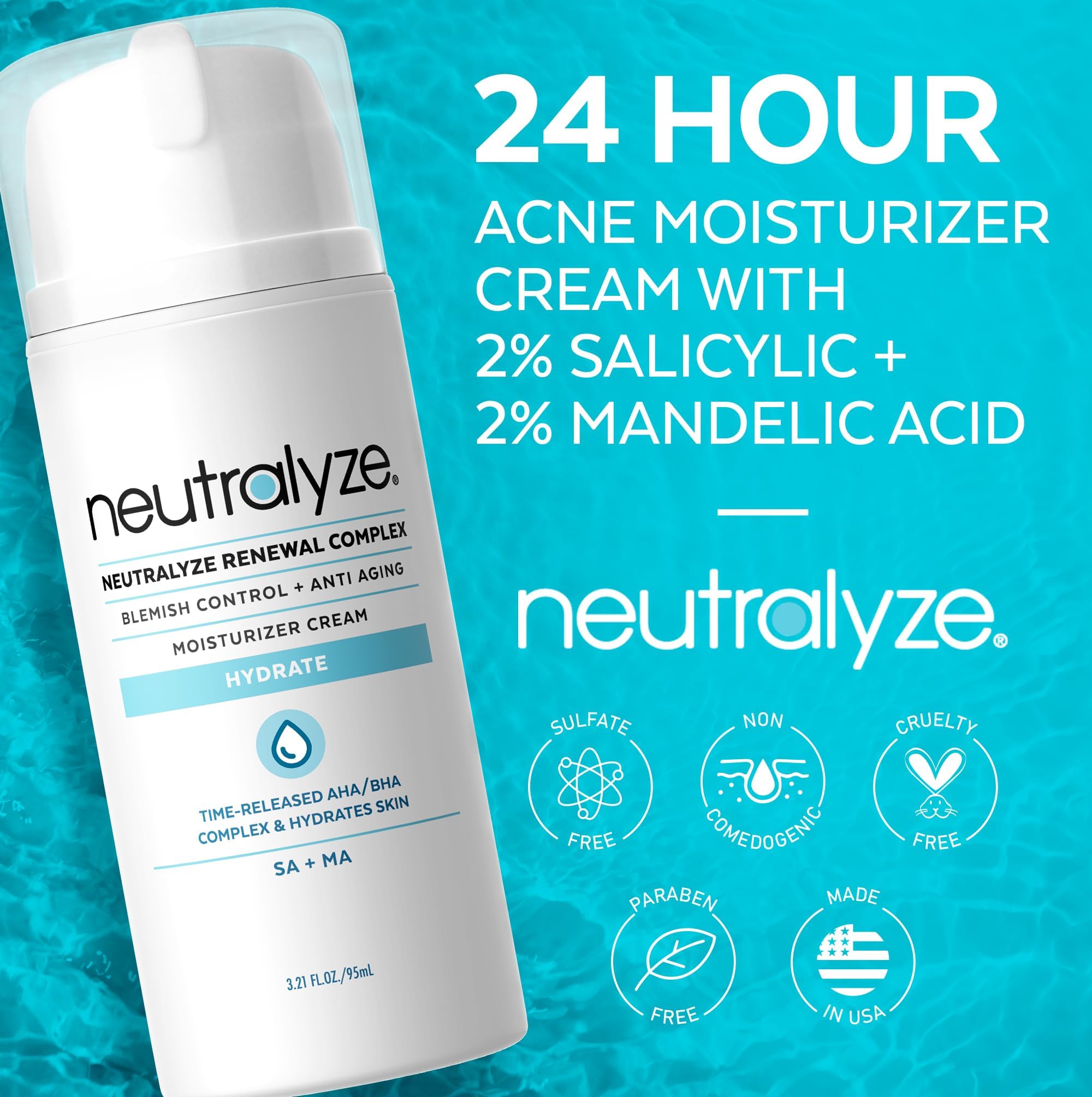 Neutralyze cream texture close-up highlighting lightweight, non-greasy finish