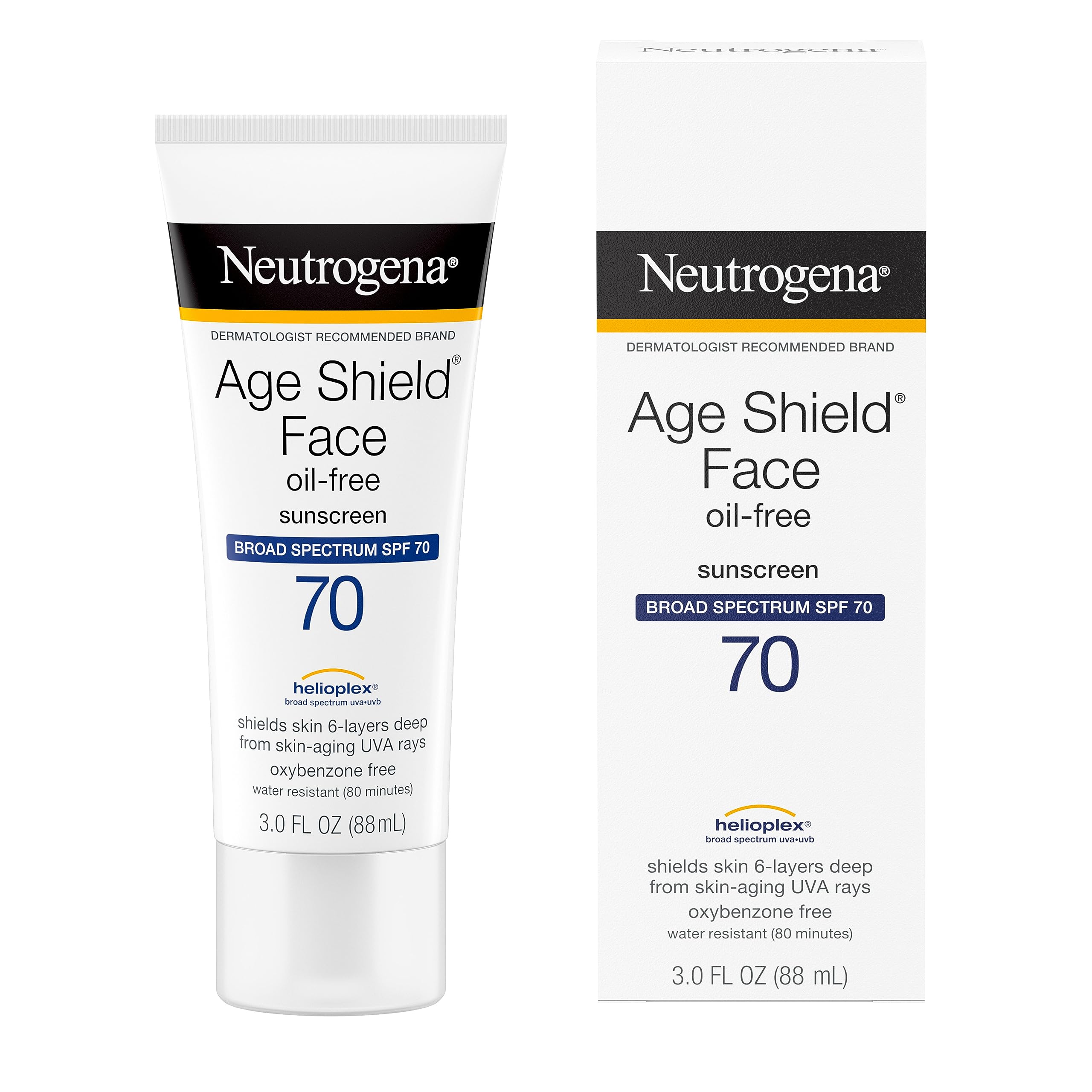 Neutrogena Age Shield tube beside keys showing travel-friendly size