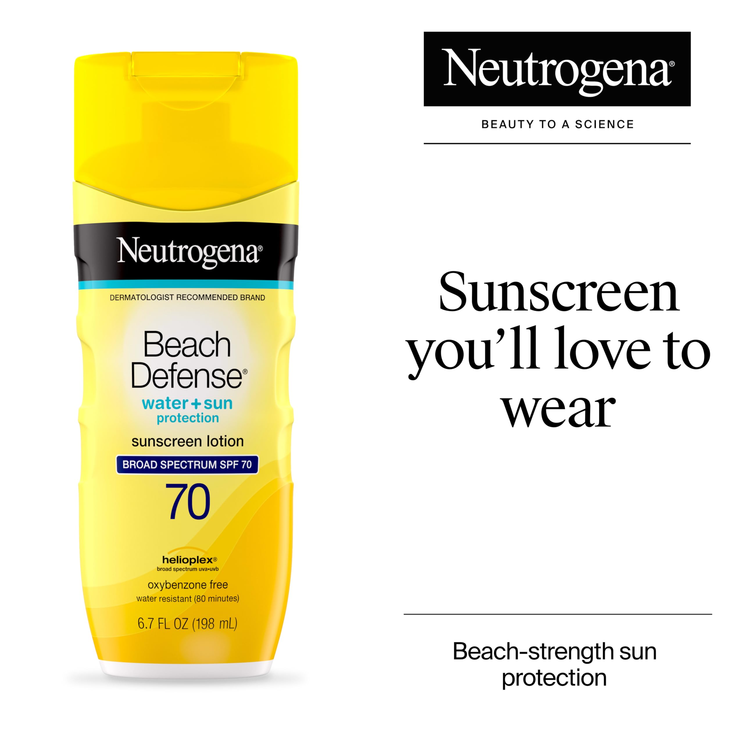 Neutrogena bottle with open cap dispensing sunscreen for quick use
