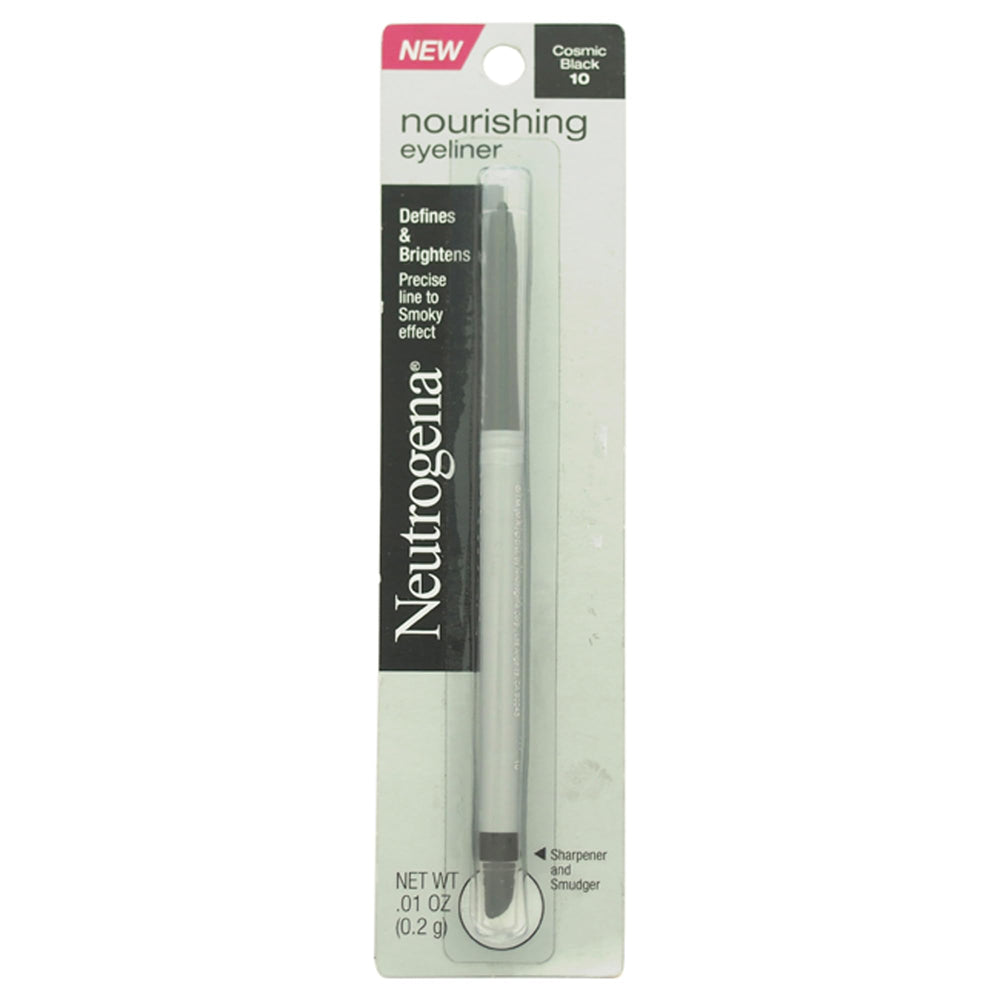 Neutrogena cosmic black pencil front view showing precise finish and luminous color