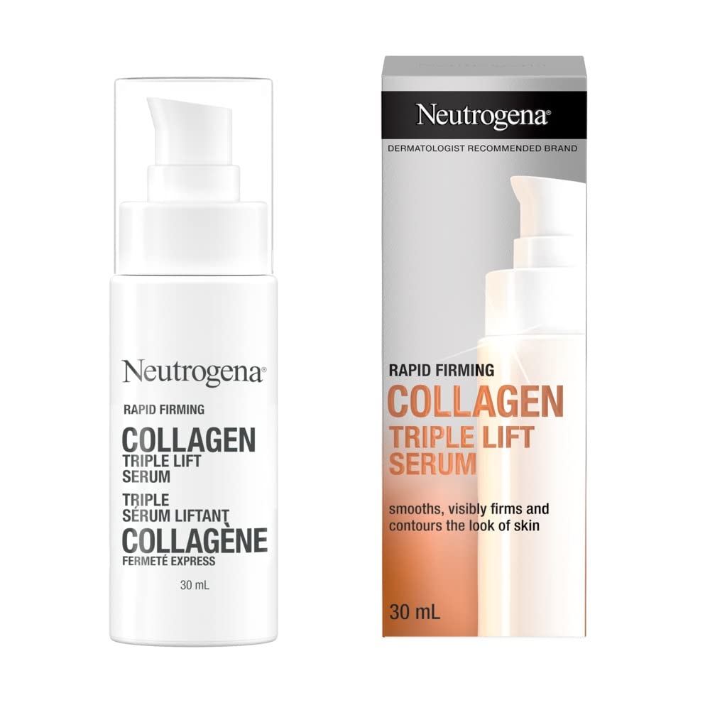 Neutrogena front packaging showing bottle and brand, promotes firming benefits