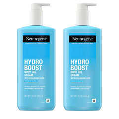 Neutrogena hydro boost front packaging shows twin 16 oz jars and clear hydration benefits