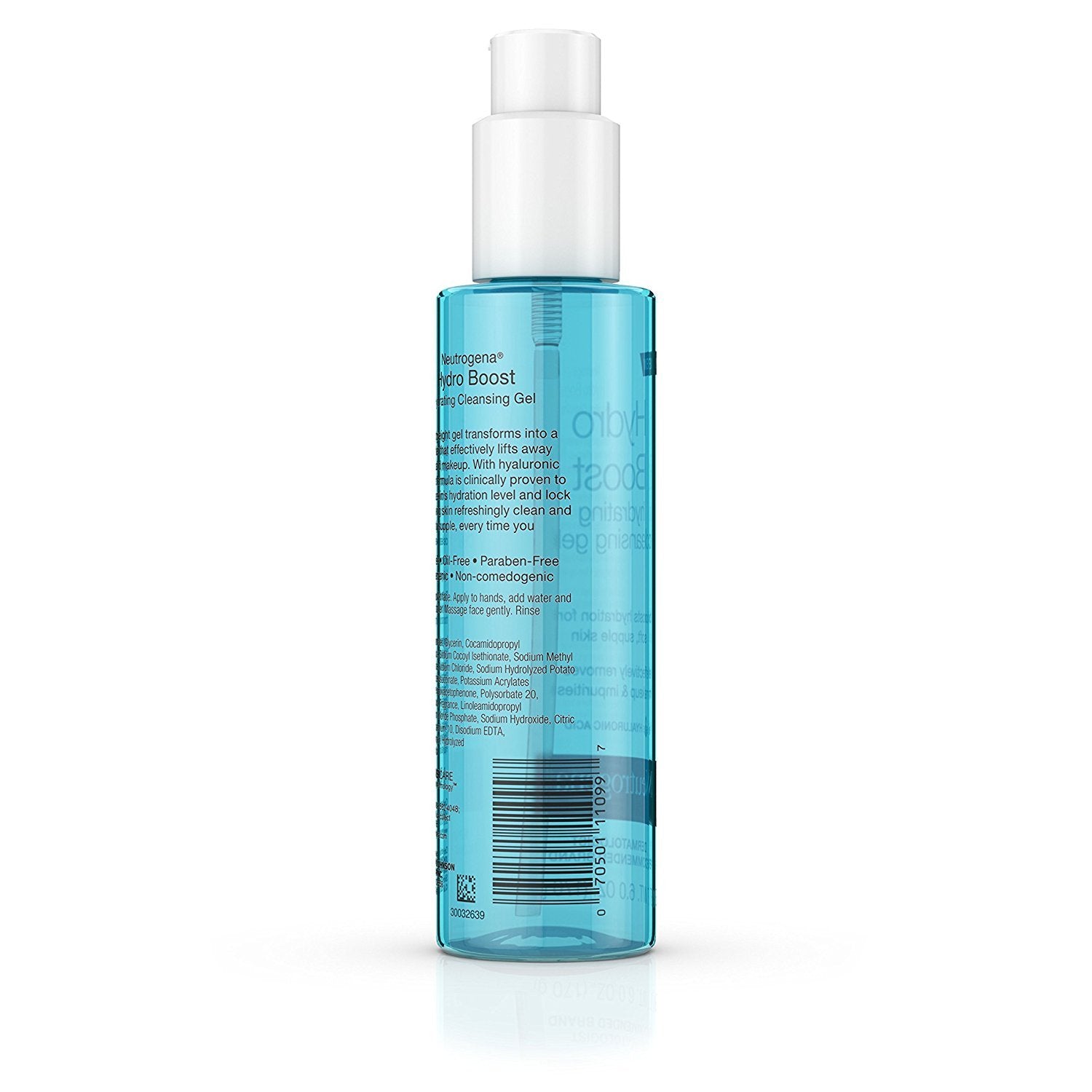 Neutrogena Hydro Boost gel texture forming a silky lather demonstrating hydration and gentle cleanse