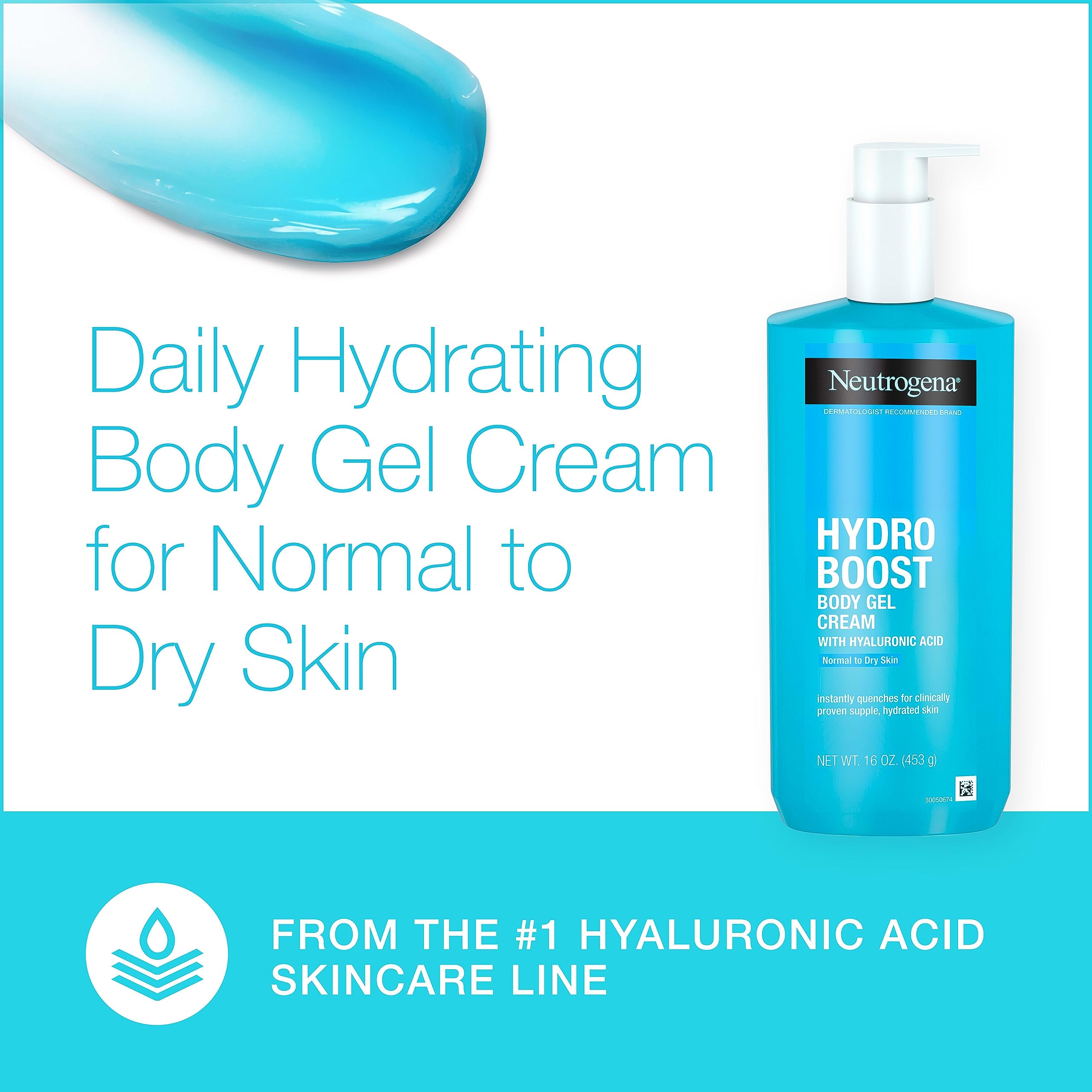 Neutrogena hydro boost label close-up highlighting hyaluronic acid and gentle formula