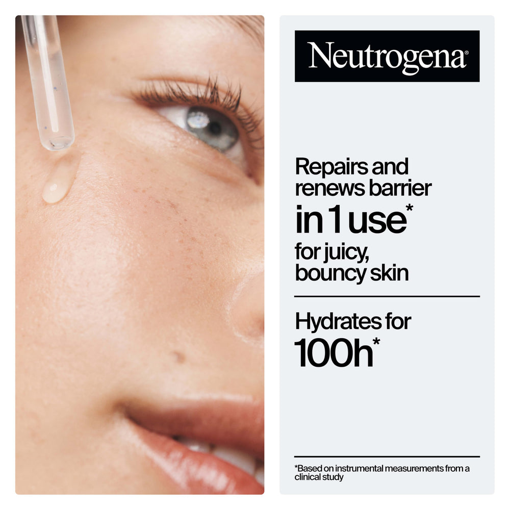 Neutrogena close-up of milky serum texture demonstrating lightweight absorption