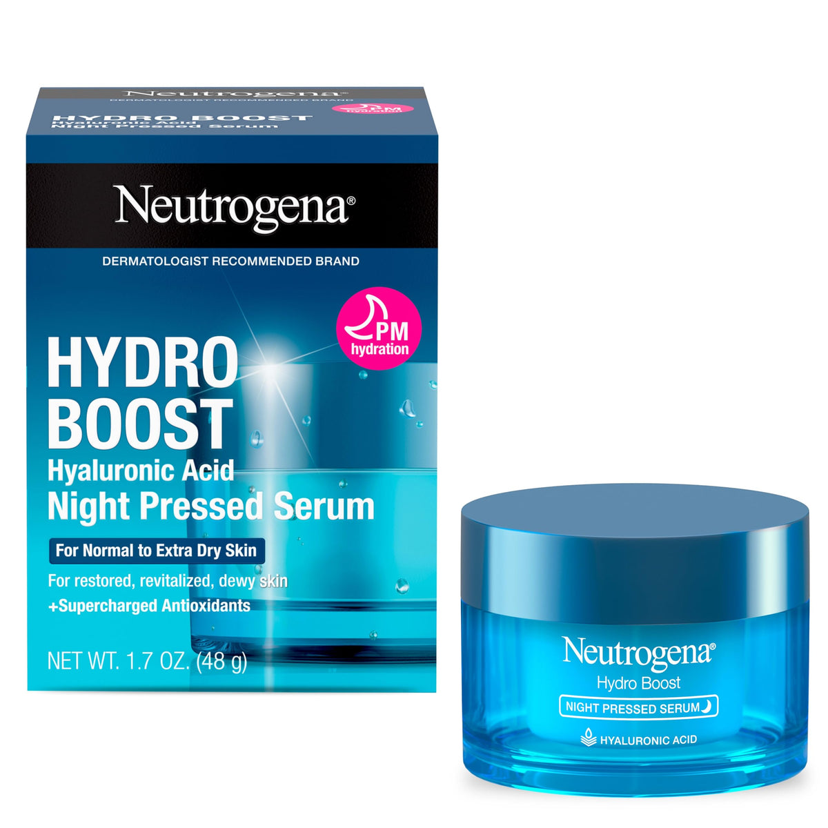 Neutrogena jar front view showing product packaging and clear hydration benefit