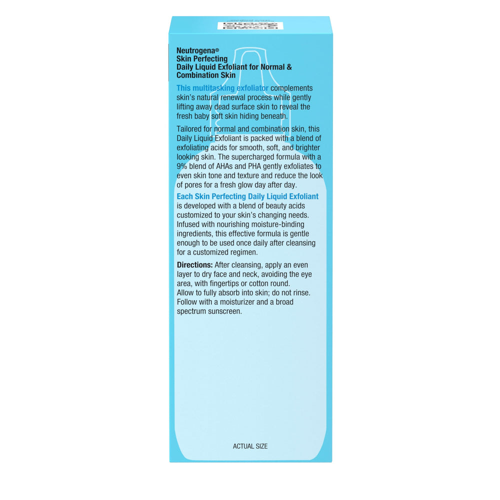 Neutrogena back packaging with directions to show usage and safety guidance