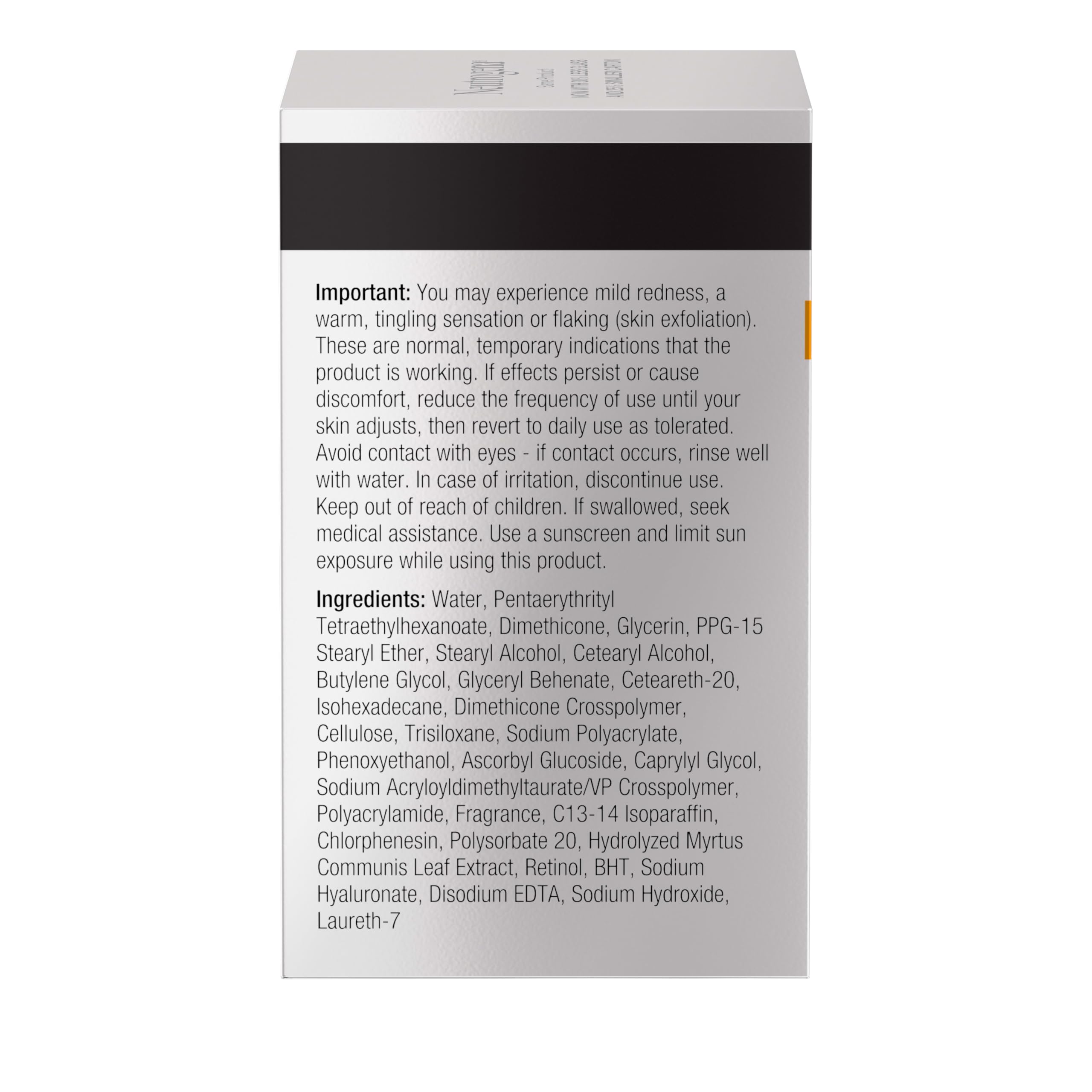 Packaging label detail showing ingredient list and Neutrogena clarity of formulation benefit