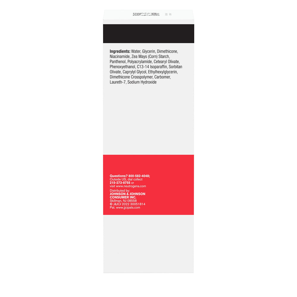 Neutrogena packaging back panel highlighting fragrance‑free and non‑comedogenic benefit