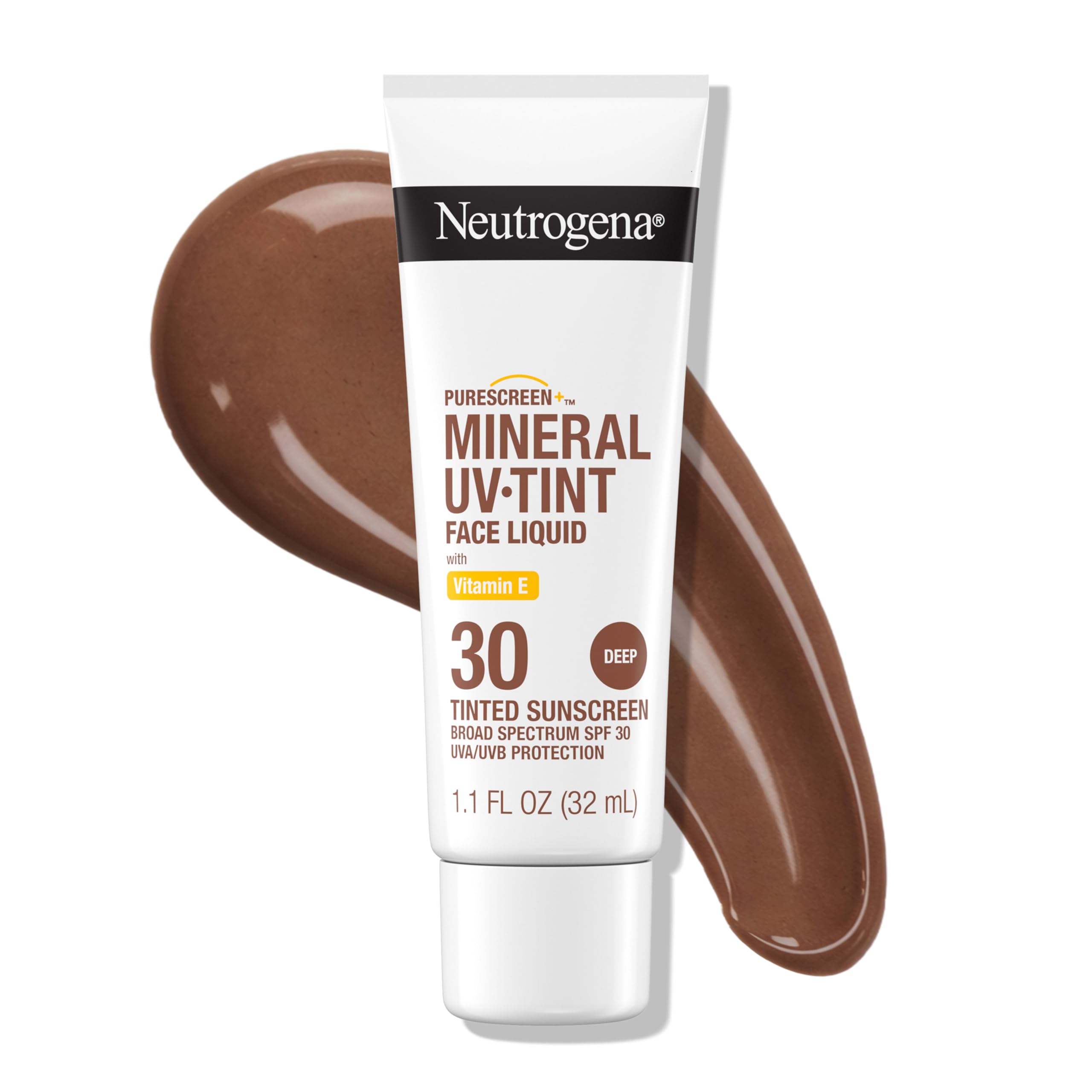 Neutrogena Purescreen front packaging showing SPF 30 and deep shade benefit