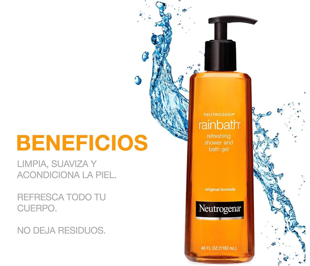 Neutrogena Rainbath gel lather close-up showing smooth texture and rinse benefit