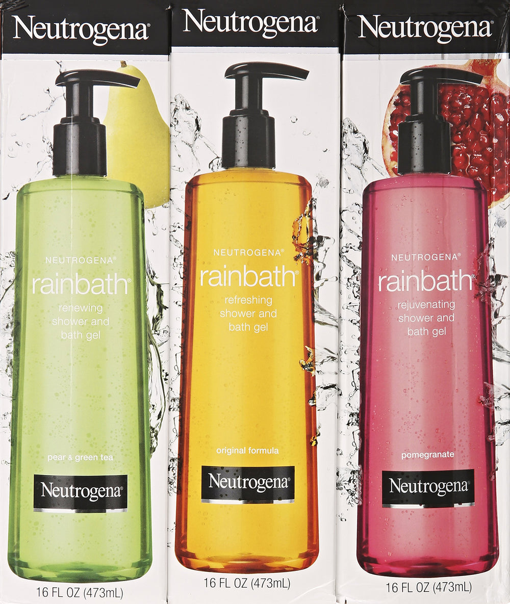Neutrogena Rainbath Original bottle label detail highlighting scent and benefits