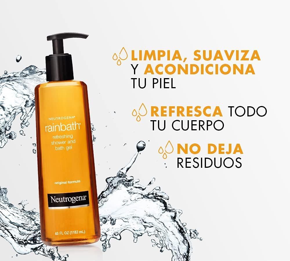 Neutrogena Rainbath pump dispensing gel to demonstrate convenient use